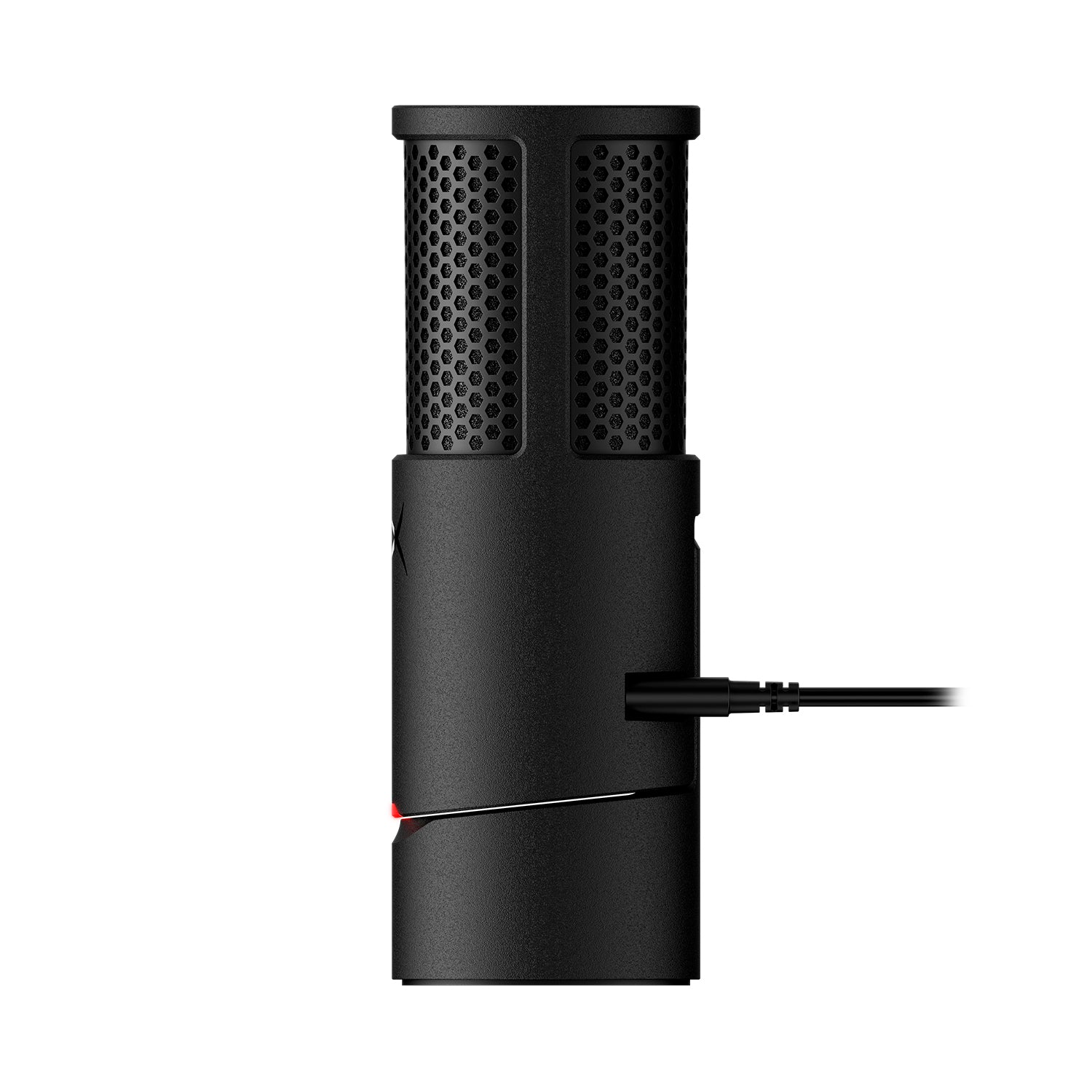 Black SoloCast 2 microphone with a cable on a white background